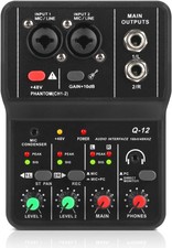 USB Audio Interface 2i2 w/ 48V Phantom Power 3.5mm Mic Recording Sound Card