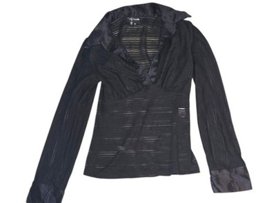 Y2k My Michelle Sheer Collared Top Size Medium Black Shirt
