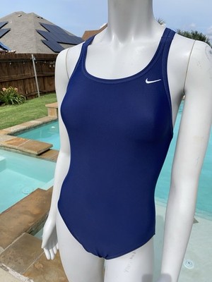 Nike One Piece Swimsuit Navy Blue Sz 36 Wms 10 Bathing Suit Swim