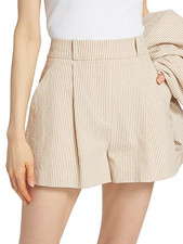 Veronica Beard Haina Seersucker Pleated Shorts MSRP 368