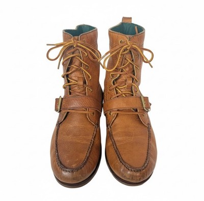 Polo by Ralph Lauren Tan and Dark Brown Leather Work Boots Polo Ralph Lauren Ranger Leather Workboots - Tan | Jacamo main image 4