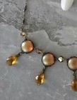 Vtg Anne Koplik Art Nouveau Necklace Satin Glass Cabs Ab Crystal Antique Brass  — photo 2