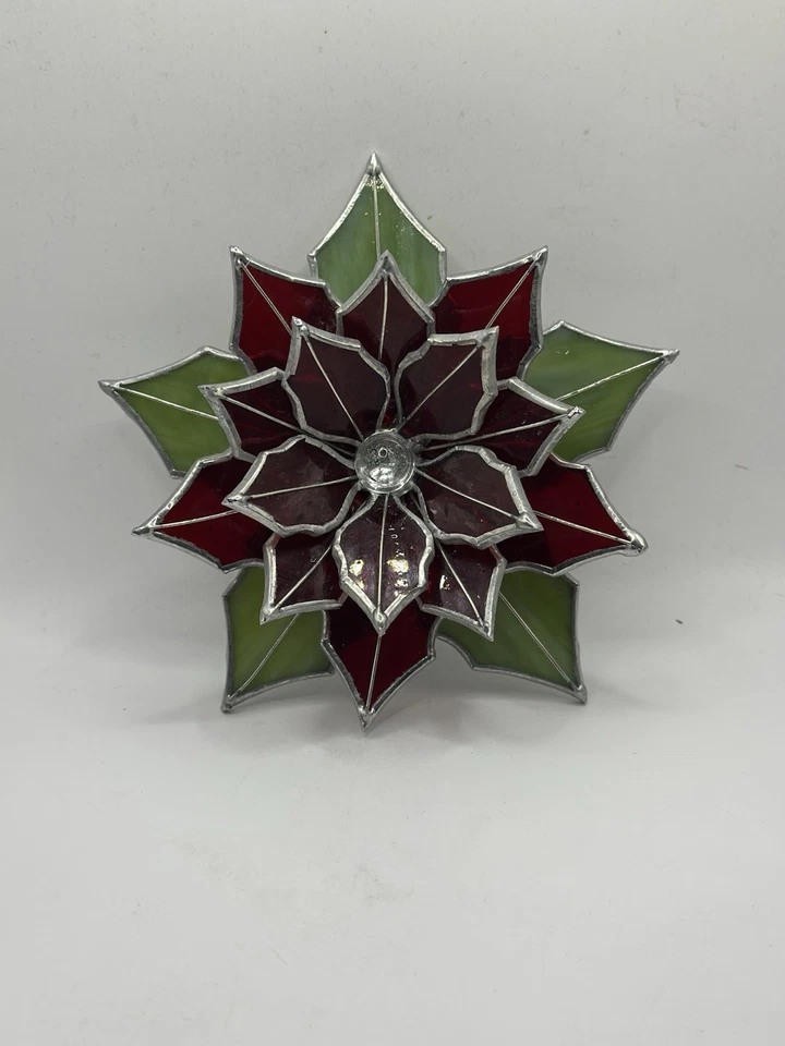 "Vitral de 5"" decoración navideña de pascua rojo rico" Foto 2 de 4