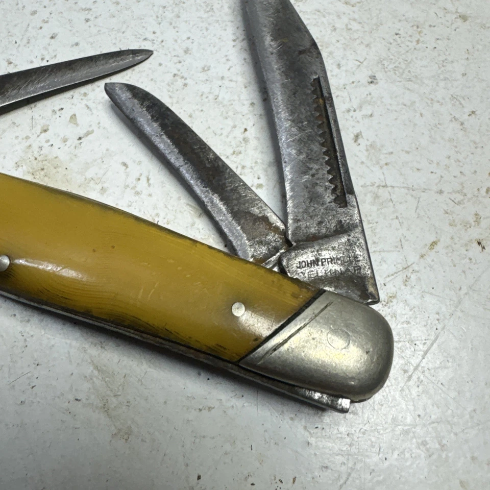 VINTAGE JOHN PRIMBLE BELKNAP LOUISVILLE KY USA YELLOW Pocket Knife - Image 2 of 4