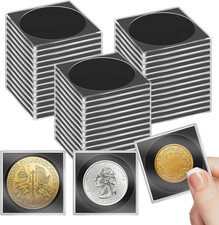 40 Pcs Adjustable Acrylic Coin Collection Cases with Sponges, Coin Snap Holder,