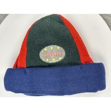 Vintage Oshkosh Cap Hat Red Green Blue Fleece Y2K One Size Beanie Knit Cuff Ski