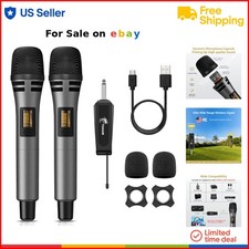 Wireless Microphone System Dual UHF Karaoke Microphones for Singing Wedding