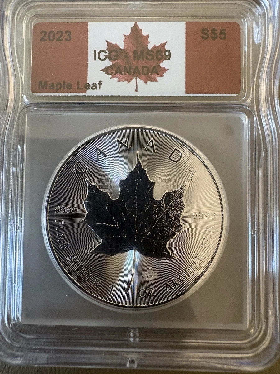 Canadian Maple Leaf MS 69 Graded 2016 Silver Bullion Coins for