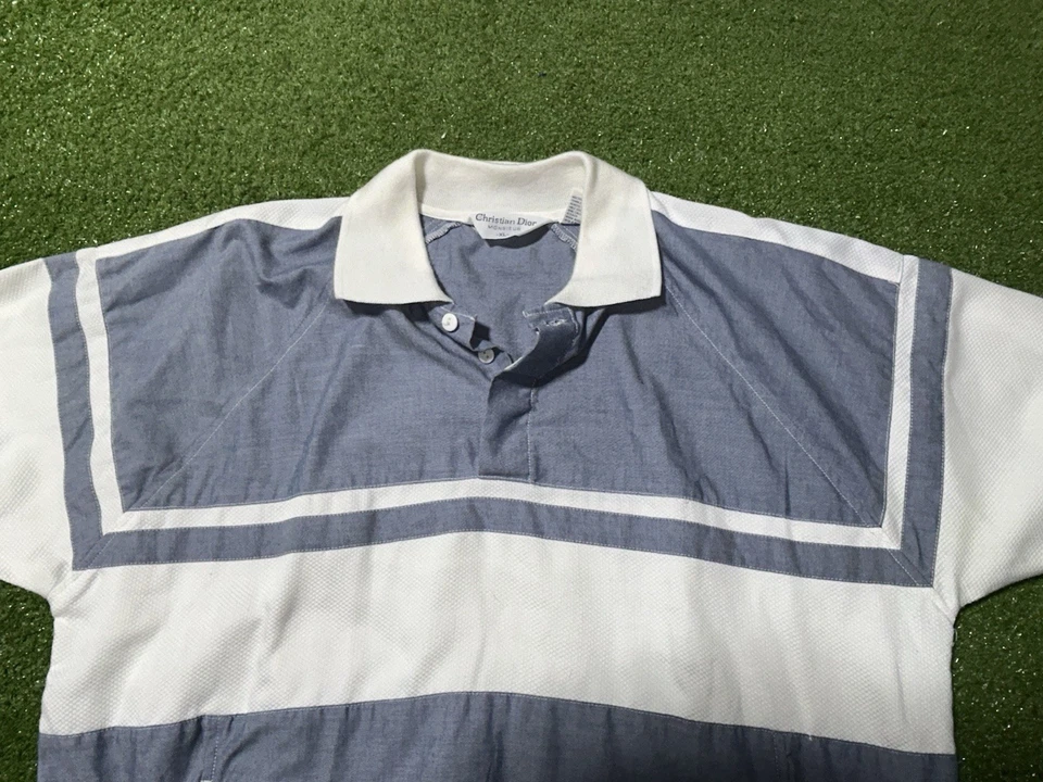 ВИНТАЖНЫЙ Christian Dior Monsier 80-х Henley рубашка свитер с коротким рукавом мужчин XL - Изображение 2 из 4