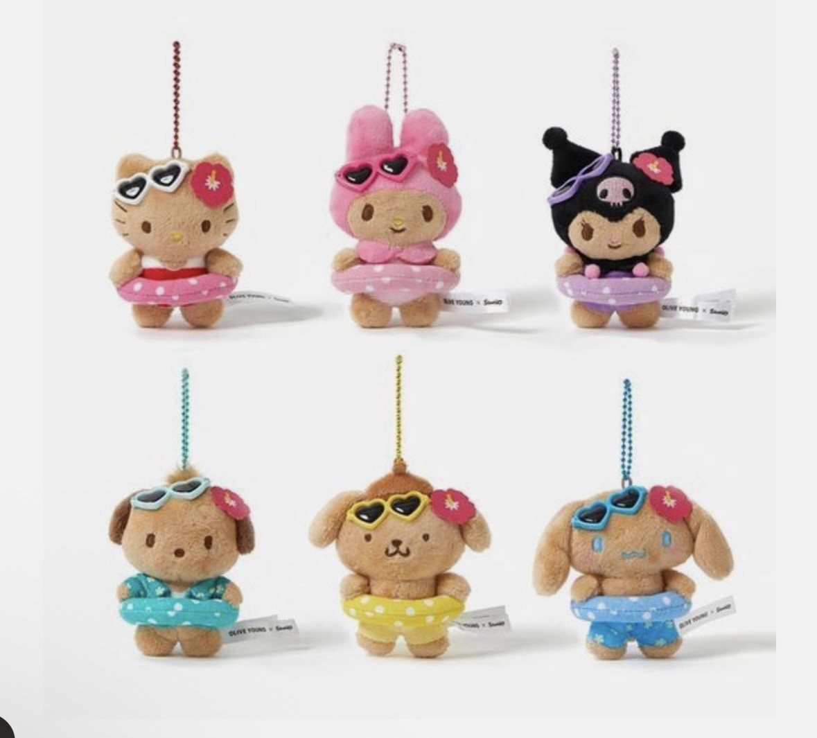 TENBYTEN x Tanning Sanrio Summer Plush Doll Keyring Kuromi
