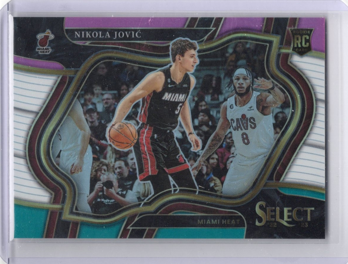 22-23 Panini Select Courtside Teal/White/Pink Prizm Nikola Jovic RC /49 Heat