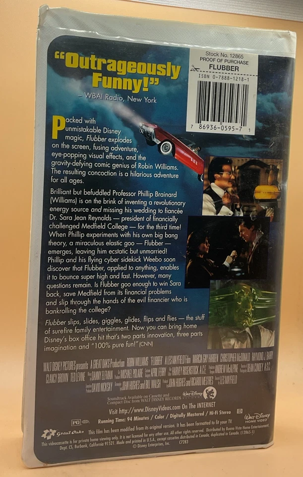 Flubber VHS 1998 Clamshell Disney Robin Williams Acceptable-G Condition - Image 2 of 3