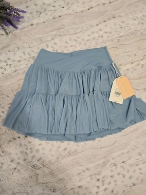 New Blogilates Ballerina Skort -Steel Blue Size Small Stretchy With Side Pockets