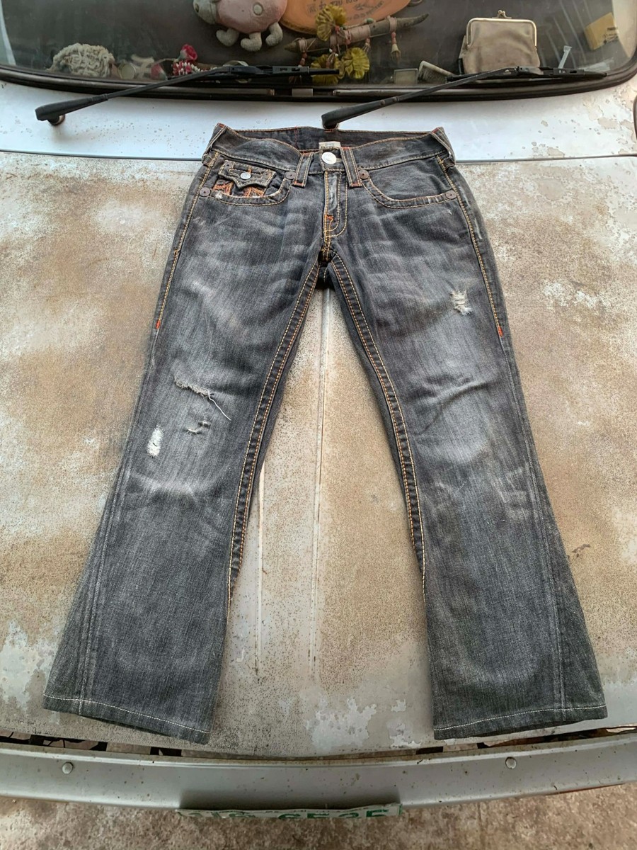 Vtg True Religion Joey Big T Rainbow Stitch Gray Jeans Tag 28 Fits