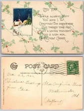 Christmas Eve Bells and Holly Postcard