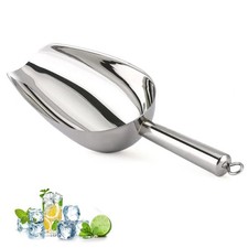 Metal Ice Scoop for Freezer - 9.6 inches, Stainless Steel-Straight handle