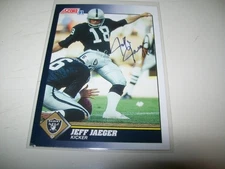 1991 SCORE JEFF JAEGER AUTOGRAPH SIGNED AUTO #499 LOS ANGELES RAIDERS