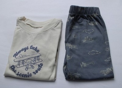 Gerber Toddler's Boys Long Sleeve 2 Piece Pajama JT8 White/Blue Size 3T NWT