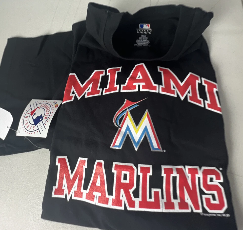 Miami Marlins Majestic TShirt NEW Big Spellout Logo MLB Cotton Sz XLT  S/S - Image 3 of 3