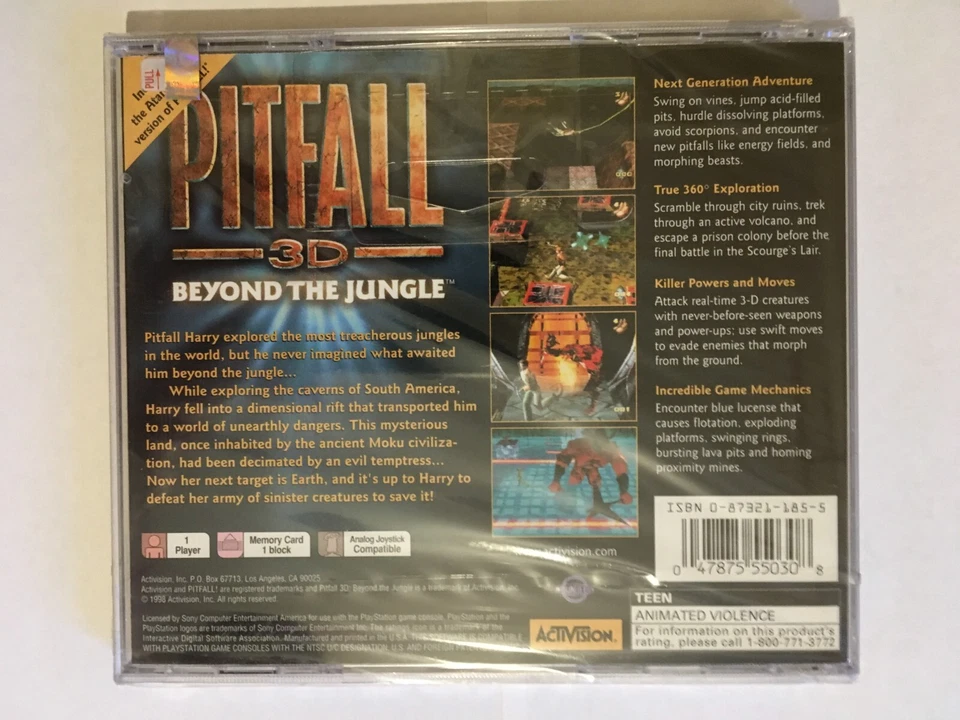 Pitfall 3D: Beyond the Jungle (Sony PlayStation 1, 1998) Factory Sealed - Image 3 of 4