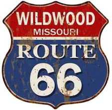 WILDWOOD, MISSOURI Route 66 Shield Metal Sign Man Cave Garage 211110013079