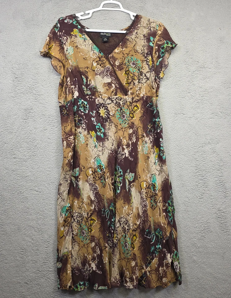 Vestido Style & Co Maxi Feminino Plus 22W Marrom Floral Boho Fairycore Borboleta - Imagem 2 de 4