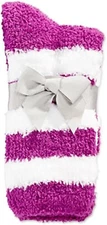 Charter Club  Super Soft Butter Cozy Sleeping Crew Socks Purple stripe
