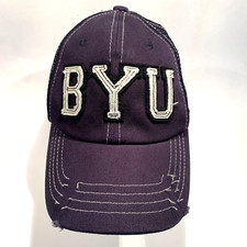 BYU Cougars Distressed Trucker Cap Hat - Navy Blue - Zephyr Adjustable Snapback