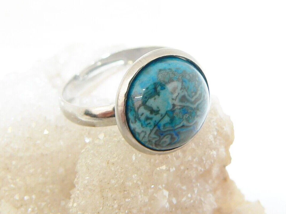 Ring Fingerring Schmuck Edelstein Cabochon 12mm Ø Auswahl Edelstahl unisize c03a - Bild 3 von 4