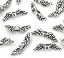 20 tiny Celestial Angle Wings Spacer Antique Silver Pewter Beads Charms 12x3mm