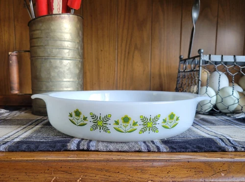 VINTAGE FIRE-KING "MEADOW GREEN" BAKING DISH