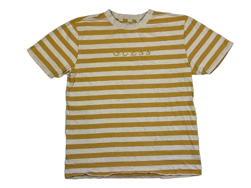Guess Los Angeles Originals T-shirt Men Medium Classic Stripe Yellow Short Sleev