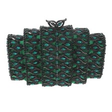 Hermatite Tone Metal Rhinestone Crystal Clutch Evening Bag HB6115-EME