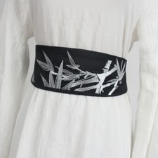 Women Retro Embroidered Wide Waistband Obi Belt Stretchy for Dress Hanfu Shirt