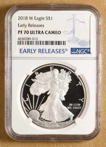 2018 W Proof American Eagle Silver Dollar NGC PF 70 Ultra Cameo