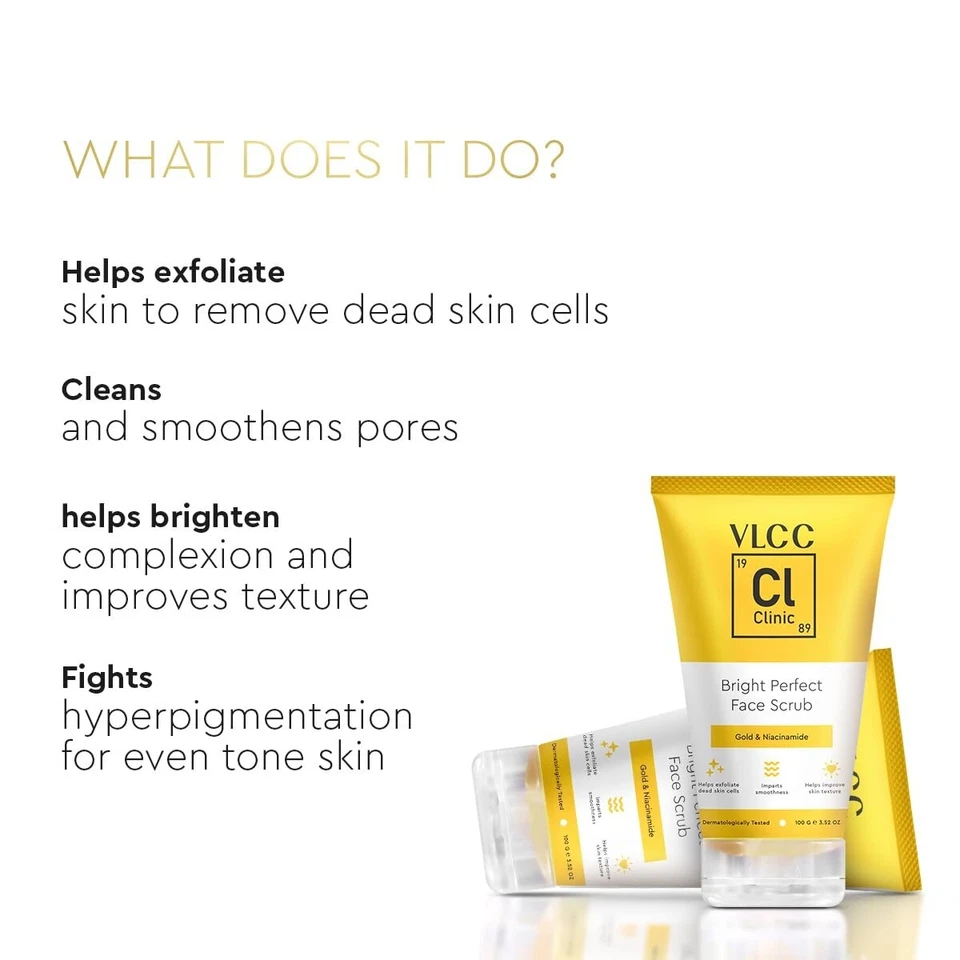 VLCC Clinic Bright Perfect Face Scrub - 100g | Mild Exfoliation | Anti-Ageing - Image 3 of 4