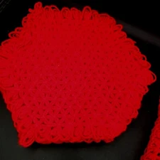 Vintage 4 Placemats 1 centerpiece Set love and money Weave loom red hand woven