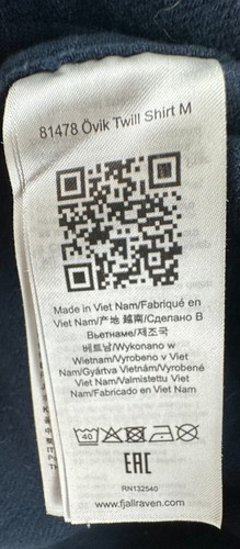 Fjallraven Ovik Twill Flannel Blue Navy Travel Workwear Organic cotton Small - Picture 14 of 14