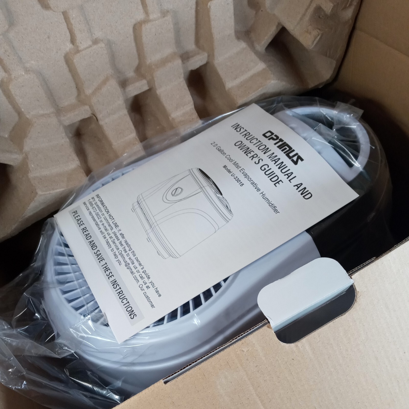 Optimus Humidifier 2.0 Gallon Cool Mist Evaporative - U33015