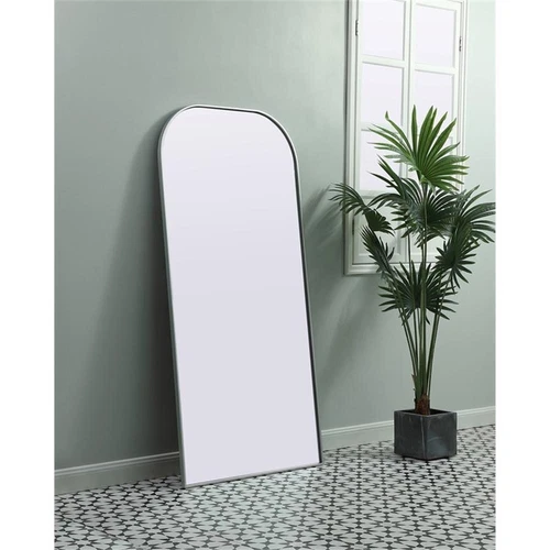Elegant Decor Blaire 32x66" Arch Modern Wood/Iron Full Length Mirror in Silver - Picture 8 of 8