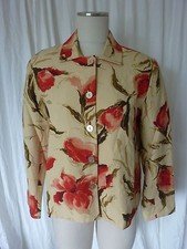 COLDWATER CREEK-SILK BLEND-LINED-FLORAL-LIGHTWEIGHT-BUTTON-JACKET