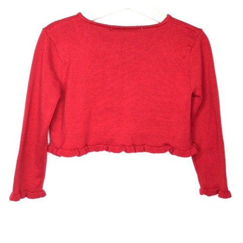 American Princess Cardigan Girls Size 5 Red Decorative Ruffle Open Front Sweater - Picture 2 of 9