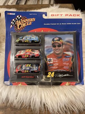Jeff Gordon Winners Circle Gift Pack Framed Art W/ 3 Diecast Cars NASCAR Vtg. S1