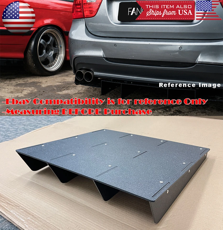 Divisor difusor alerón de parachoques 22" x 21" aleta de tiburón ala de ala para Hyundai Kia Foto 2 de 3