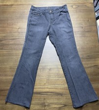 Cache Womens Sz 8 Black Denim Jeans Mid Rise Boot Leg Rhinestone Button