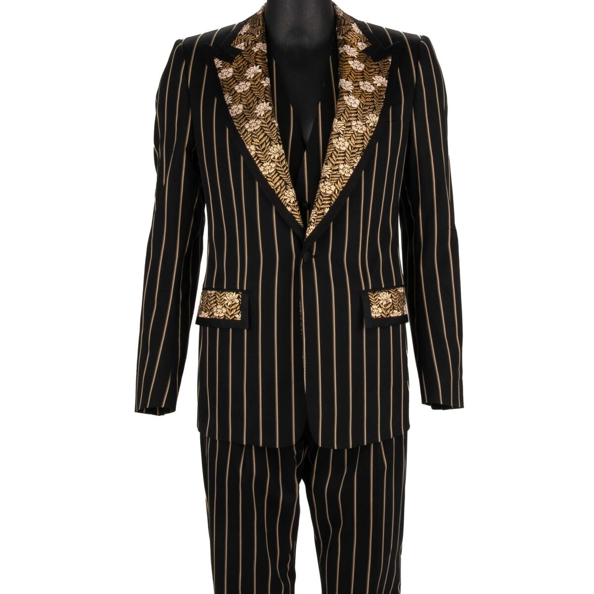 DOLCE & GABBANA Flower Striped 3 Piece Jacquard Suit Jacket DOLCE & GABBANA Flower Striped 3 Piece Jacquard Suit Jacket
