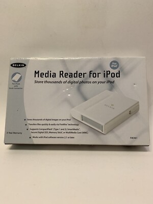 Belkin Media Reader F8E461 with Dock Connector for iPod - White [ N E W ]