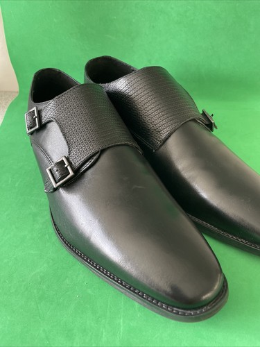RED TAPE, scarpe formali uomo pelle nera stile monaco, taglia 9, ottime condizioni - Foto 5 di 8