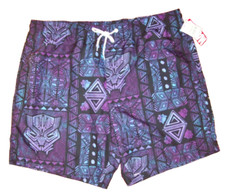 Marvel Swim Trunks Men Sz L Black Panther Purple Blue Drawstring Lined NWT 24.99
