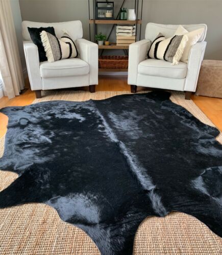 De Cuero de vaca de negro tamaño: 7.7' X 6.7' negro teñido de cuero de O-912 | eBay